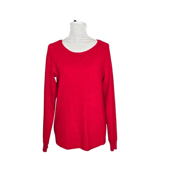🎀 Cyrus Red Knit Long Sleeve Sweater Size Medium - Picture 5 of 7